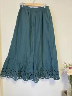 【美品】サマンサモスモス ロングスカート 青緑 シンプル