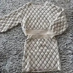 ダイヤモンド柄 ベージュニットセーターセット　近々処分