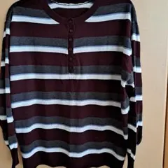 スタジオクリップ　14ゲージストライプ 長袖ニット セーター　薄手
