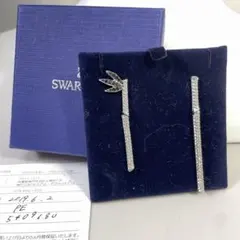 K*e様 SWAROVSKI シルバー バンブー風ロングピアス クリスタル