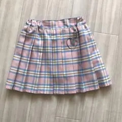 ピンク系　チェック柄 プリーツスカート　130cm