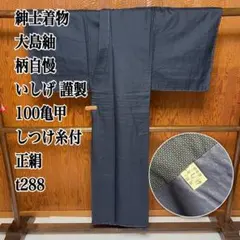 紳士着物 大島紬 柄自慢 いしげ 謹製 100亀甲 しつけ糸付 正絹 t288