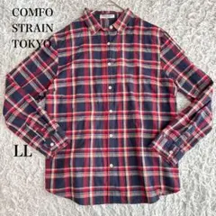 COMFO-STRAIN カジュアル　チェックシャツ　LL コットン100%のサムネイル