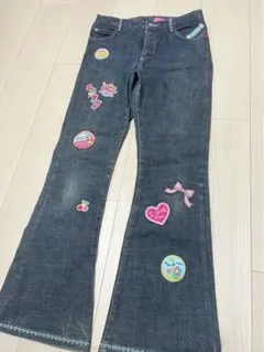 美品 メゾピアノ ワッペン ジーンズ パンツ ズボン M 150 ベリエちゃん