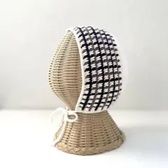 kids handmade check bonnet ボンネット