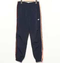 1539 adidas トラックパンツ ナイロンパンツ 黒オレンジ M