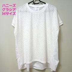 ハニーズ GLACIER ホワイト 半袖 トップス レースデザイン Mサイズ