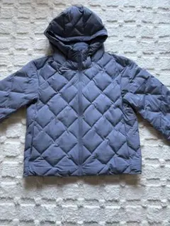 グレー キルティング ダウンジャケット フード付き