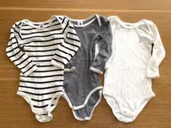 プチバトー　マリニエール・ミラレ・無地ロンパース３枚セット　18m/81cm