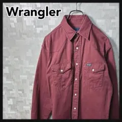 Wrangler ラングラー 長袖シャツ メンズ ワインレッド えんじ US古着のサムネイル