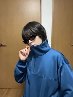 【モード・テック】ハーフジップ プルオーバー ブルー y2k 韓国ストリート