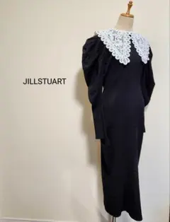 JILLSTUART 新品 ヴィンテージレースカラー ニットワンピース 黒 2