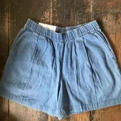 デニムブルー ショートパンツ ゴムウエスト