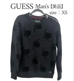GUESS ゲス メンズ トレーナー 薔薇 総柄 ブラック 黒 XS 美品