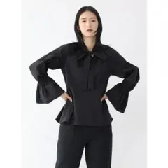 新品 SCOTCLUB ヤマダヤ ボウタイブラウス ブラック 長袖 洗える 黒色 