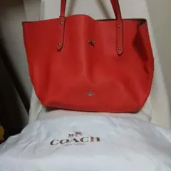 COACH 赤 レザートートバッグ 保存袋付き