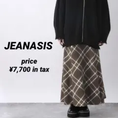 【未使用タグ付き】JEANASIS／チェックフレアスカート：ブラウン系