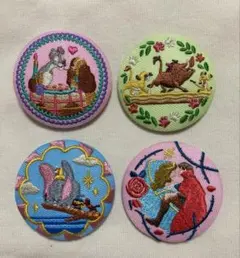 刺繍缶バッジ　眠れる森の美女　ライオンキング　わんわん物語ピーターパン　ピノキオ