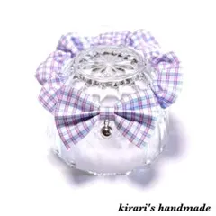 No.147 猫の首輪(格子チェック・ピンク×ブルー)サイズ調整可能