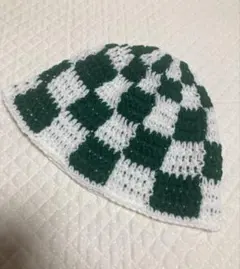 クラッシャーハット　クロシェハット　ビーニー　バケットハット　チェック柄