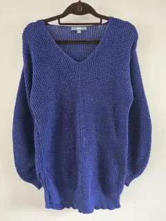 青のVネックニットセーター Lサイズ