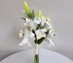 アーティフィシャルフラワーブーケ　カサブランカ百合ゴージャスブーケ前撮り結婚式