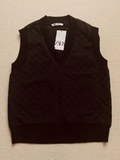 ZARA ブラック キルティングベスト ILUM UBMN MX 28 Mサイズ