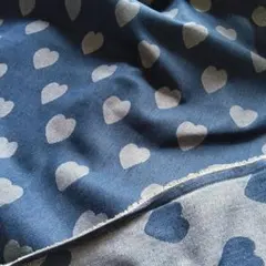 デニム生地　①ハート（ウォッシュブルー）　リバーシブル　延長可能　即日発送です♪