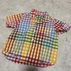【ビンテージレトロ】ミキハウス カラフルチェックシャツ 80