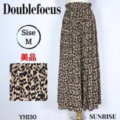★美品 Doublefocus フレアロングスカート ヒョウ柄 ウエストゴム M