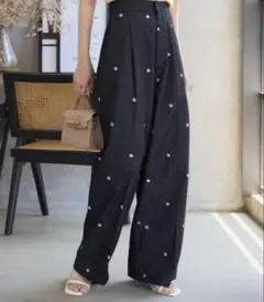 新品 kobe lettuce 花柄刺繍ワイドデニムパンツ