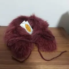 バーガンディ 毛皮 ファー マフラー ティペット