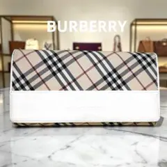 BURBERRY　バーバリー ノバチェック がま口 長財布 ホワイト 白