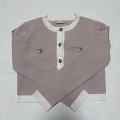 セルフォード ピンク 長袖カーディガン ゴールドボタン