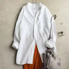 美品▲TICCAティッカ//バンドカラーシャツ▲ホワイト 白のサムネイル