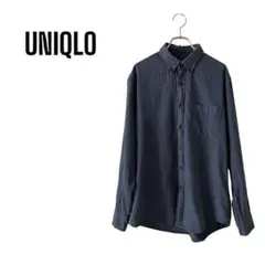 ◆UNIQLO◆ユニクロ(ᒪ)フランネルシャツ/ボタンダウン/ダークグレー