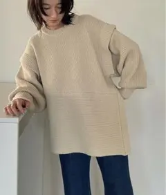 CLANE CLANE 2WAY SLANT KNIT TOPS アイボリー