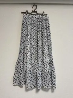 花柄フレアプリーツロングスカート