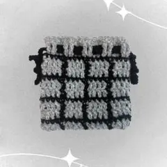 ハンドメイド ポーチ ツイード 巾着