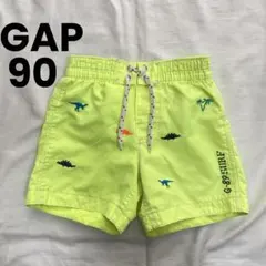 GAP 90cm 水着 男の子 海パン サーフパンツ 蛍光イエロー 恐竜 派手