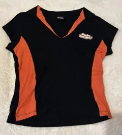 Harley-Davidson VネックTシャツ XLブラック/オレンジ