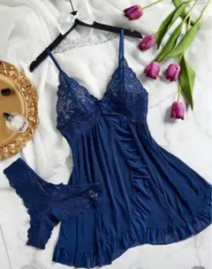 ネイビーキャミソールとTバックセットSサイズ