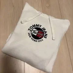 値下げ　TOMMY JEANS 裏起毛フーディー　白　Mサイズ
