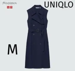 ユニクロ× jwa リネンブレンドラペルワンピース / M / ネイビー