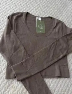 H&M リブニットトップス ブラウン Mサイズ