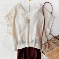 美品 フレームワーク 定価1万7千 上質 リネン シルク コンパクトニット 近年のサムネイル