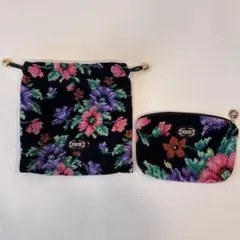【美品】FEILER フェイラー 巾着＆ポーチ 2点セット アネモネ 花柄