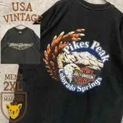 90s☆USA製古着☆【ハーレーダビッドソン イーグル Tシャツ】メンズ2XL