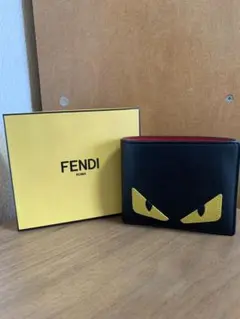 FENDI モンスター 二つ折り財布 ブラック レッドのサムネイル