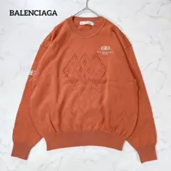 新品タグ付♡BALENCIAGA ニット L ゴルフ メンズ ロゴ刺繍 オレンジのサムネイル